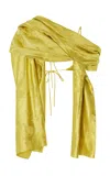 Rosie Assoulin Throw Me Over Your Shoulder Draped Top In Yellow