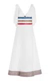 Rosie Assoulin Tie Another Day Striped Cotton Midi Dress In White