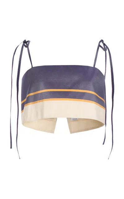 Rosie Assoulin Tie Easy Silk Bandeau Top In Multi