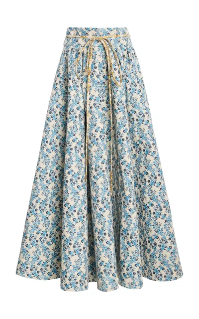 Rosie Assoulin Tie Full Pleated Jacquard Maxi Skirt In Green