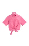Rosie Assoulin Tie Me Up; Tie Me Button Down Silk Top In Pink