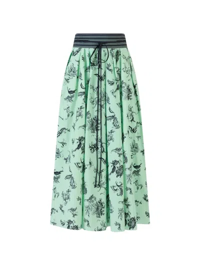 Rosie Assoulin Tie Pleated Floral Skirt In Green