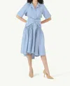 Rosie Assoulin Tie Shirt Dress In Cotton Poplin Stripe Blue In Blue