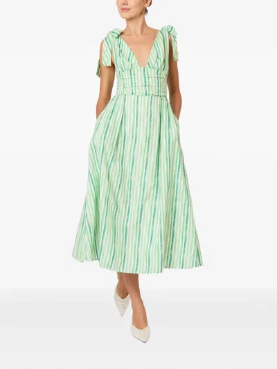 Rosie Assoulin Tied-sleeves Striped Dress In Multi