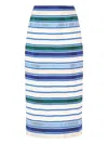 Rosie Assoulin Ribbon Grosgrain-trimmed Striped Herringbone Cotton-blend Midi Skirt
