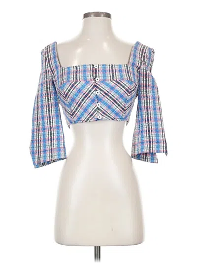 Rosie Assoulin Tube Top Blue Square Neckline Tops