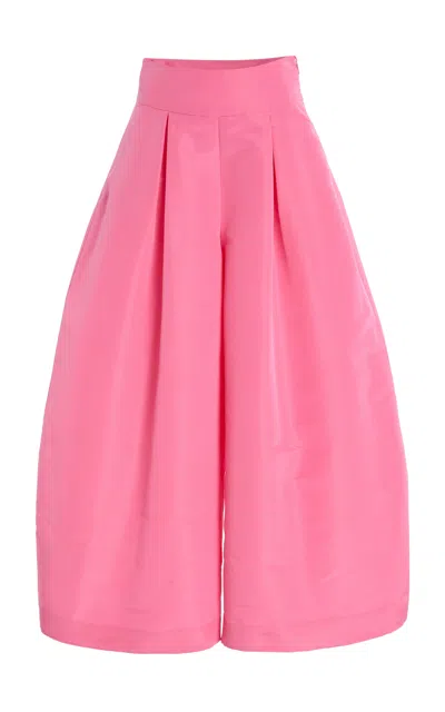 Rosie Assoulin Tulip Cropped Silk Pants In Pink