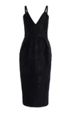 Rosie Assoulin Tulip-waist Jacquard Midi Dress In Black