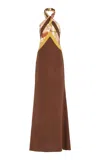 Rosie Assoulin Twisted Halter Dress In Brown