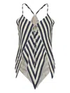 Rosie Assoulin V-neck Chevron-striped Top In Gray