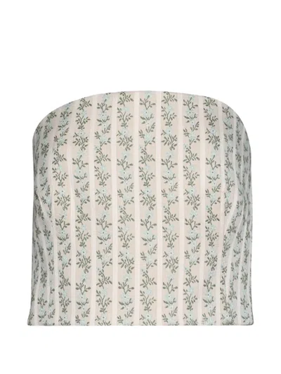 Rosie Assoulin Venus Floral Striped Top In Multi