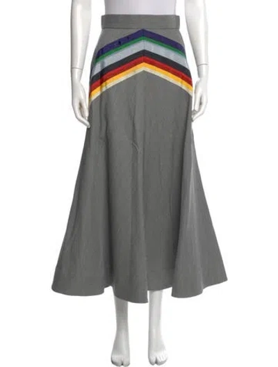 Pre-owned Rosie Assoulin Virgin Wool Midi Length Skirt W/ Tags In Gray