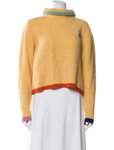 Pre-owned Rosie Assoulin Virgin Wool Mock Neck Sweater In Yellow