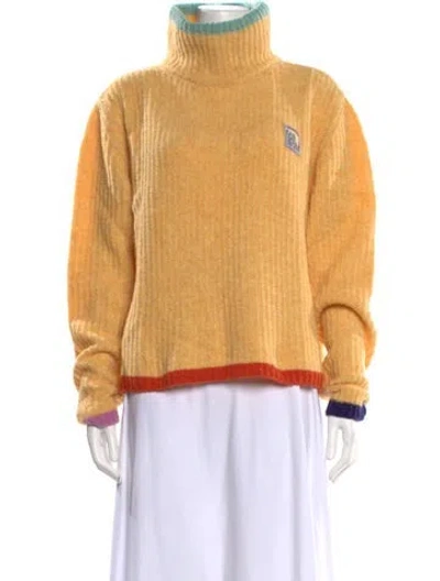 Pre-owned Rosie Assoulin Virgin Wool Turtleneck Sweater In Yellow