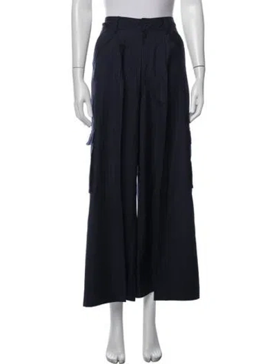 Pre-owned Rosie Assoulin Virgin Wool Wide Leg Pants In Blue
