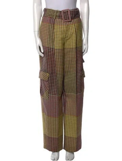 Pre-owned Rosie Assoulin Virgin Wool Wide Leg Pants In Yellow