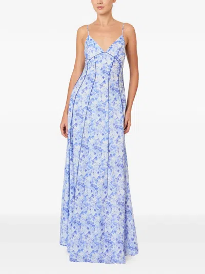 Rosie Assoulin V-neck Floral Dress In Blue