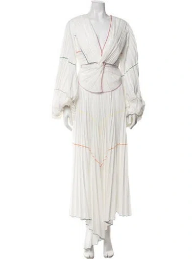Pre-owned Rosie Assoulin V-neck Long Dress In Neutrals/white