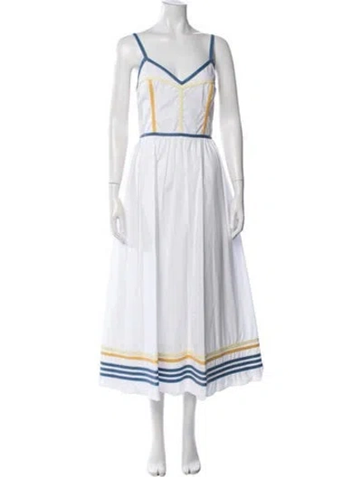 Pre-owned Rosie Assoulin V-neck Long Dress W/ Tags In White