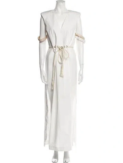 Pre-owned Rosie Assoulin V-neck Long Dress In White
