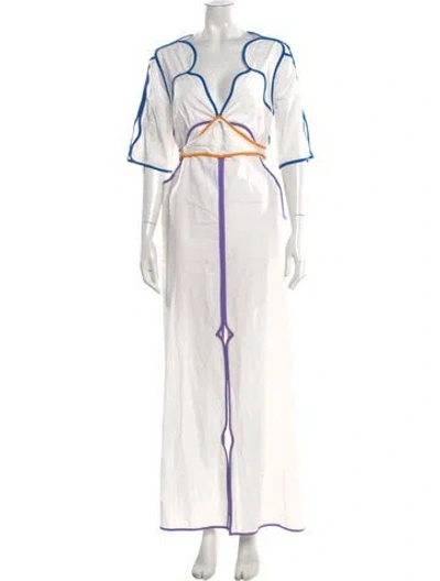 Pre-owned Rosie Assoulin V-neck Long Dress In White