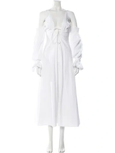 Pre-owned Rosie Assoulin V-neck Long Dress In White