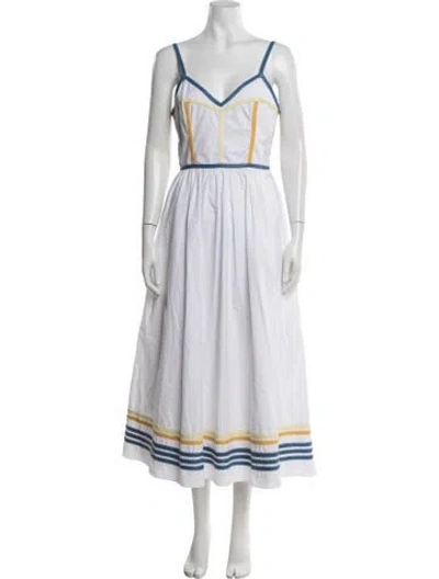 Pre-owned Rosie Assoulin V-neck Long Dress In White