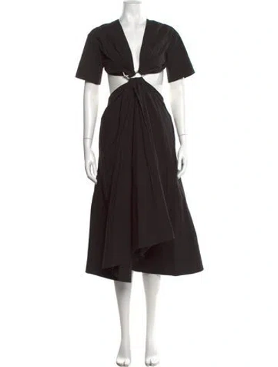 Pre-owned Rosie Assoulin V-neck Midi Length Dress W/ Tags In Black