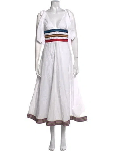 Pre-owned Rosie Assoulin V-neck Midi Length Dress In White