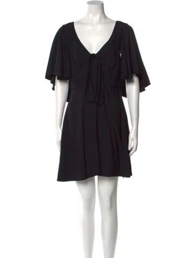 Pre-owned Rosie Assoulin V-neck Mini Dress In Black