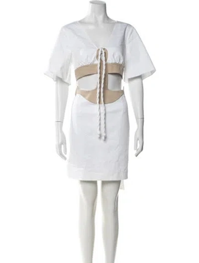 Pre-owned Rosie Assoulin V-neck Mini Dress In White