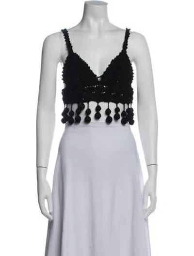 Pre-owned Rosie Assoulin V-neck Sleeveless Crop Top In Black