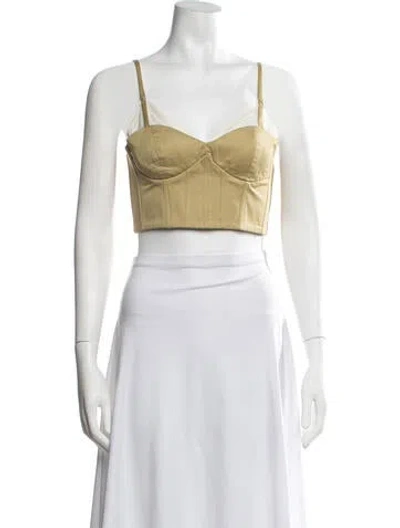 Pre-owned Rosie Assoulin V-neck Sleeveless Crop Top In Green