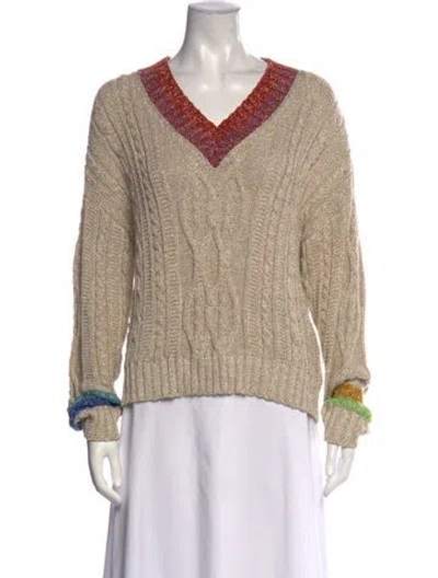 Pre-owned Rosie Assoulin V-neck Sweater In Neutrals
