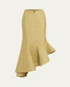 Rosie Assoulin Wave Flared Cotton Midi Skirt In Wheat