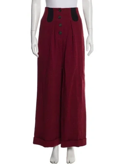 Pre-owned Rosie Assoulin Wide Leg Pants In Burgundy