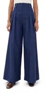 Rosie Assoulin Wide Leg Pleat Pleat Pants Blueberry