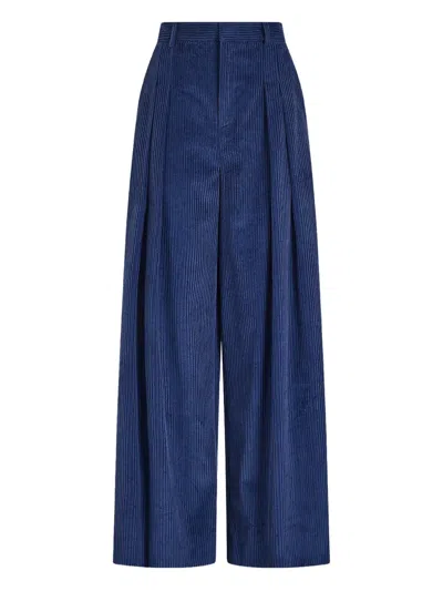 Rosie Assoulin Wide Leg Pleat Trousers In Blue