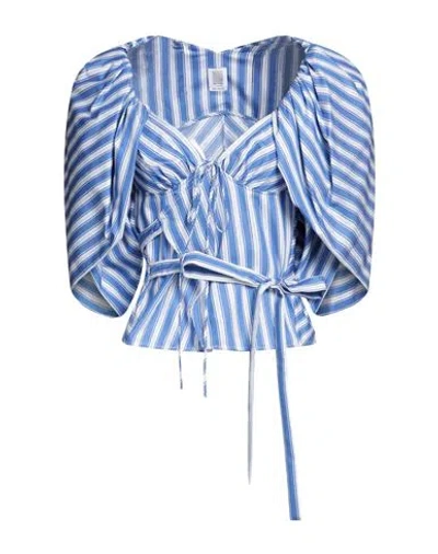 Rosie Assoulin Woman Blouse Blue Size 4 Cotton
