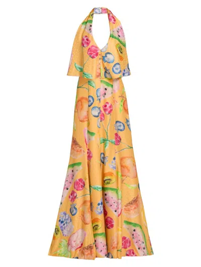 Rosie Assoulin Women's Bat Your Eyelashes Halter Gown In Multi