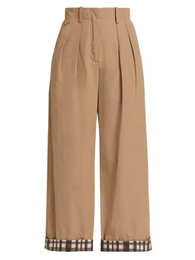 Rosie Assoulin Women's Cotton-blend Wide-leg Trousers In Khaki