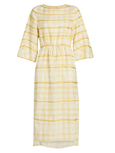 Rosie Assoulin Women's Grosgrain Ribbon Caftan Midi-dress In Yellow