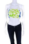 Rosie Assoulin Womens O'delia Floral Halter Crop Top Blouse Blue Green In Multi