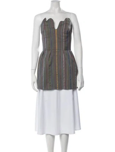 Pre-owned Rosie Assoulin Wool Striped Top In Grey
