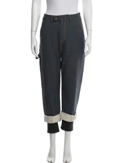 Pre-owned Rosie Assoulin Wool Wide Leg Pants In Blue/grey