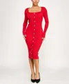 Rosie Harlow Juniors' Front Button Down Midi Sweater Dress In Red