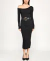 Rosie Harlow Juniors' Long Sleeve Belted Midi Dress In Black