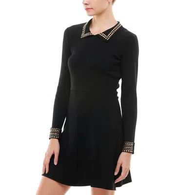 Rosie Harlow Juniors Womens Embellished Short Fit & Flare Dress In Black