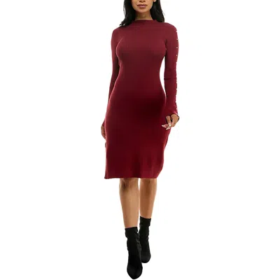 Rosie Harlow Juniors Womens Knee-length Embellished Sweaterdress In Multi