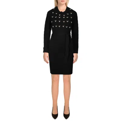 Rosie Harlow Womens Embellished Knit Sweaterdress In Black